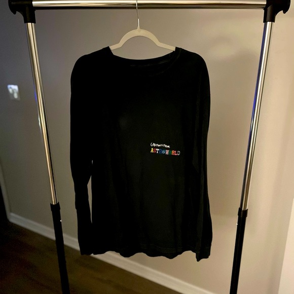 Travis Scott Astroworld Wish You Were Here Long Sleeve Black TShirt Large-Preown - Picture 1 of 5